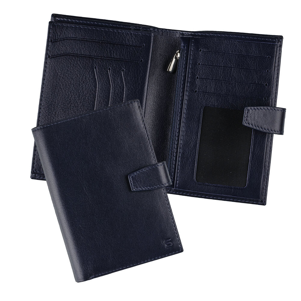 Синее кожаное портмоне с отделением для паспорта и автодокументов SOLTAN 256 23 07