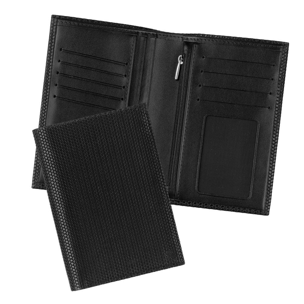 Черное кожаное портмоне с отделением для паспорта и автодокументов SOLTAN 242 32 01
