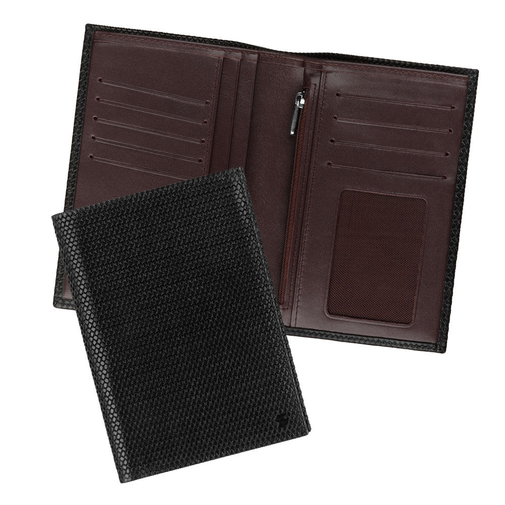 Черное кожаное портмоне с отделением для паспорта и автодокументов SOLTAN 242 32 01/09