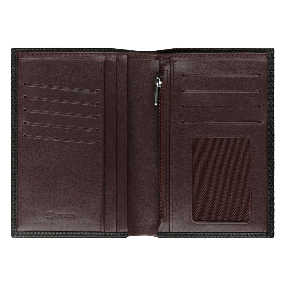 Черное кожаное портмоне с отделением для паспорта и автодокументов SOLTAN 242 32 01/09