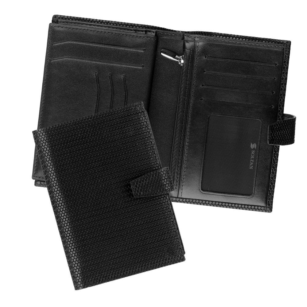 Черное кожаное портмоне с отделением для паспорта и автодокументов SOLTAN 256 32 01