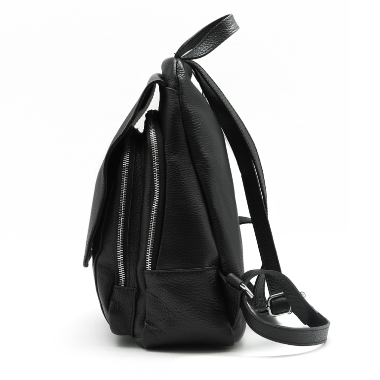 Женский черный кожаный рюкзак Vera Pelle 918 03