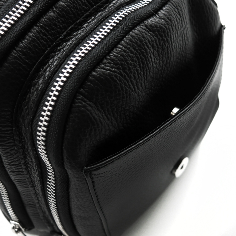 Женский черный кожаный рюкзак Vera Pelle 918 03