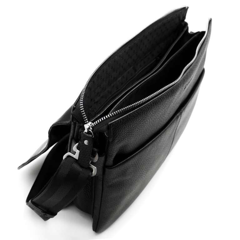 Чёрная кожаная мужская сумка SOLTAN 851М 03 01