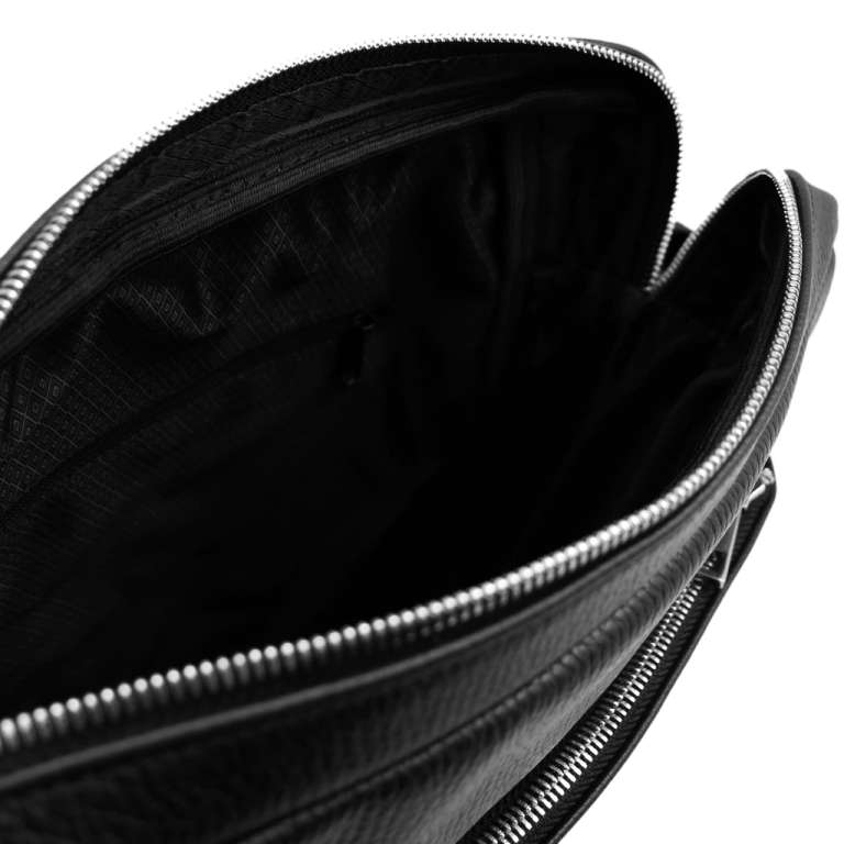 Чёрная кожаная мужская сумка SOLTAN 856M 03 01