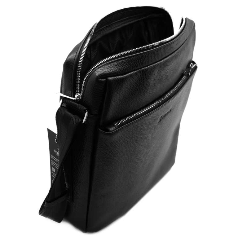 Чёрная кожаная мужская сумка SOLTAN 856M 03 01Фото 20609-05.jpg