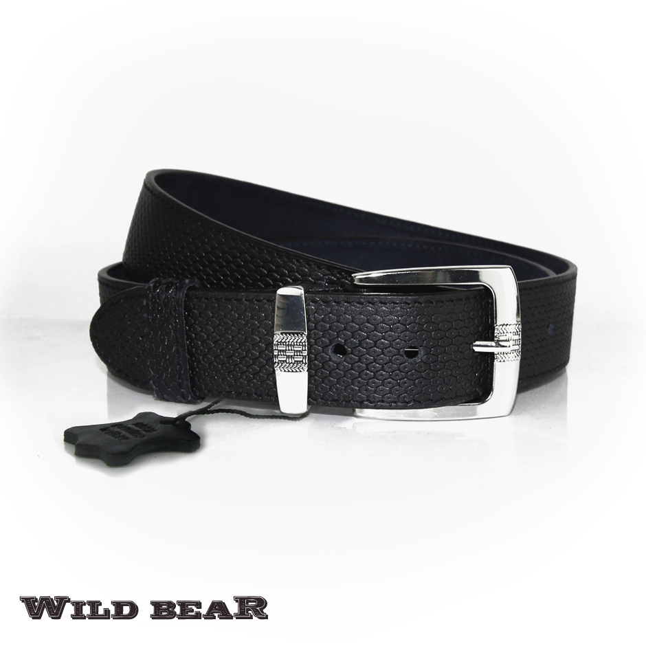 Черный кожаный ремень WILD BEAR Фото 20730-02.jpg