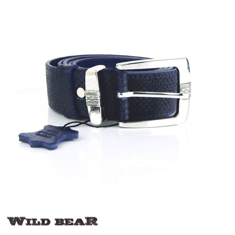Синий кожаный ремень WILD BEAR Фото 20732-04.jpg