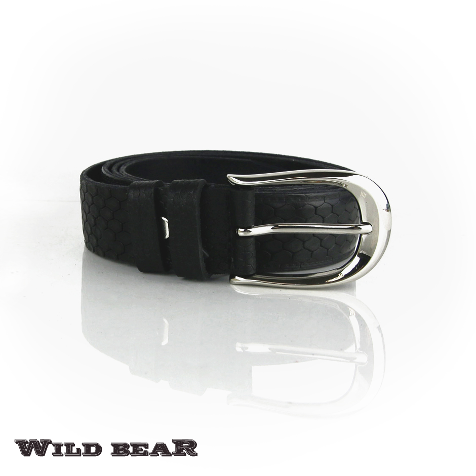 Черный кожаный ремень WILD BEAR Фото 20734-04.jpg