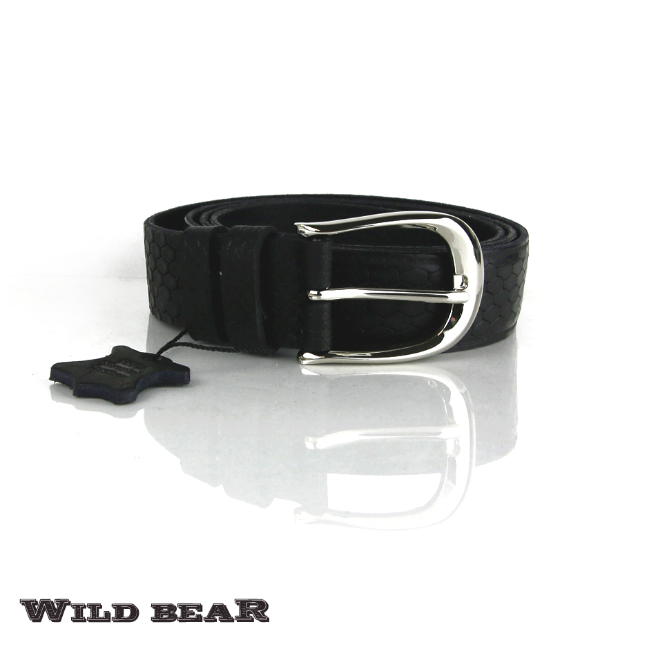 Черный кожаный ремень WILD BEAR Фото 20734-05.jpg
