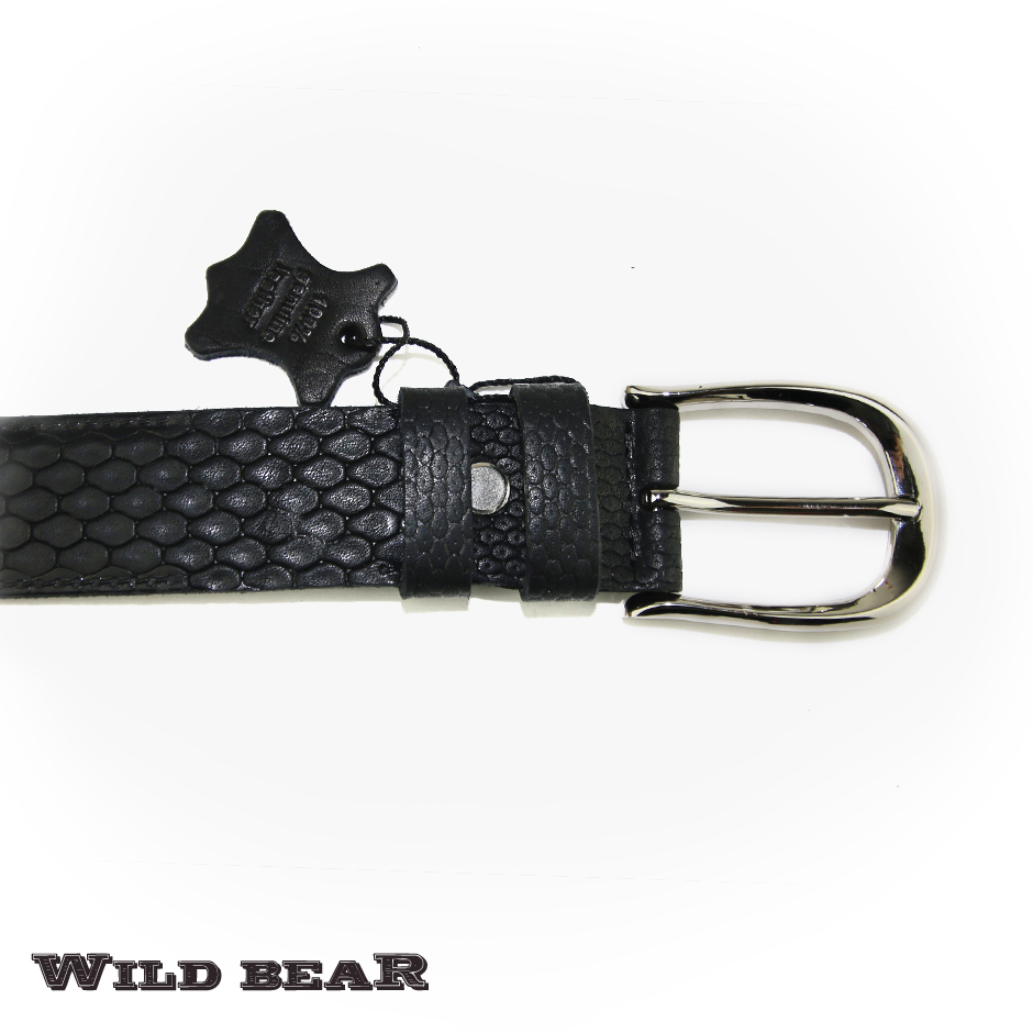 Черный кожаный ремень WILD BEAR Фото 20734-07.jpg