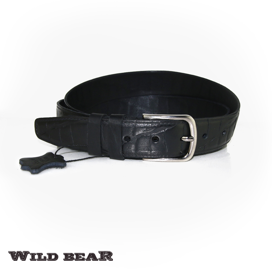 Черный кожаный ремень WILD BEARФото 20735-02.jpg