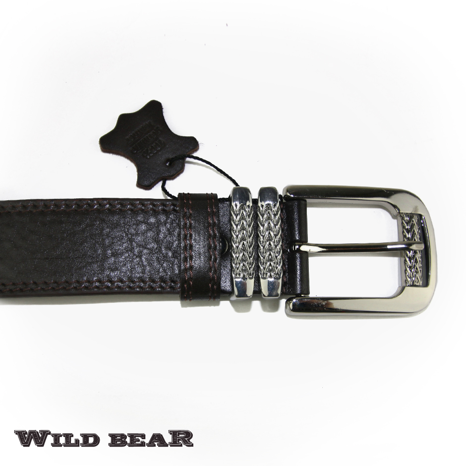 Коричневый кожаный ремень WILD BEAR 
