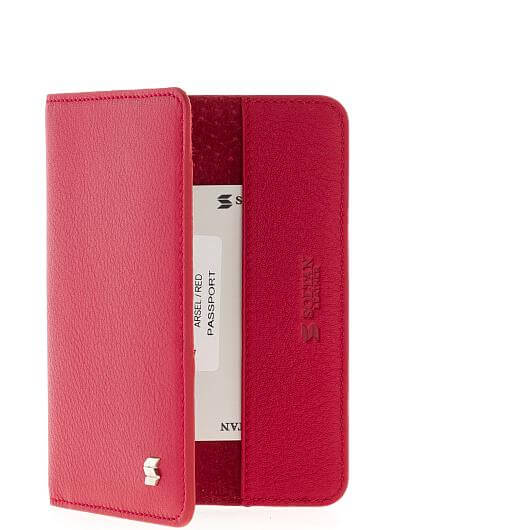 Красная кожаная обложка для паспорта SOLTAN 012 02 05