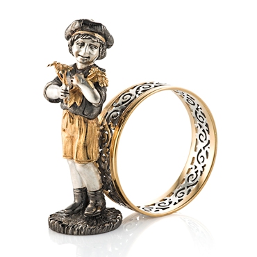Серебряное кольцо для салфеток Ромашка (мальчик)