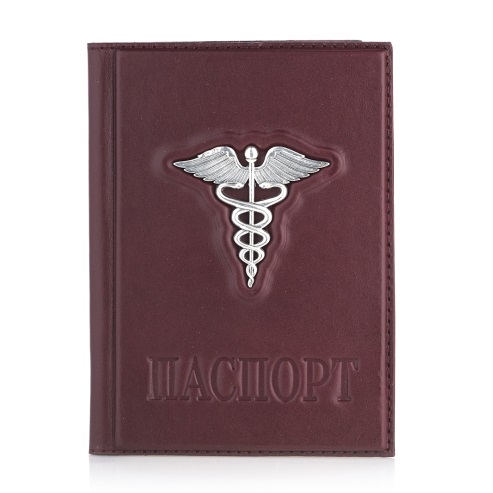 Кожаная обложка для паспорта Кадуцей