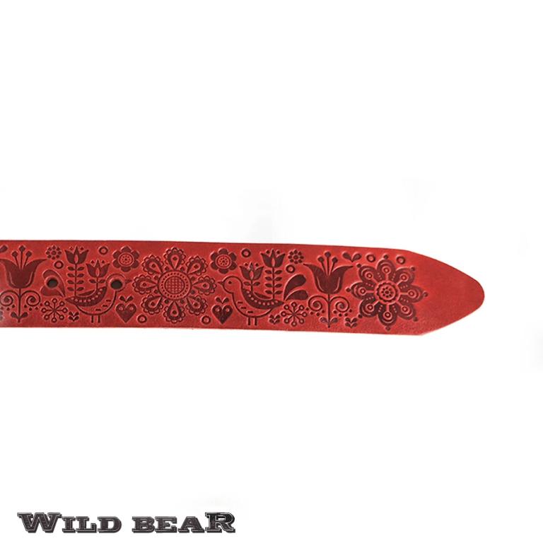 Красный кожаный ремень WILD BEARФото 21619-03.jpg