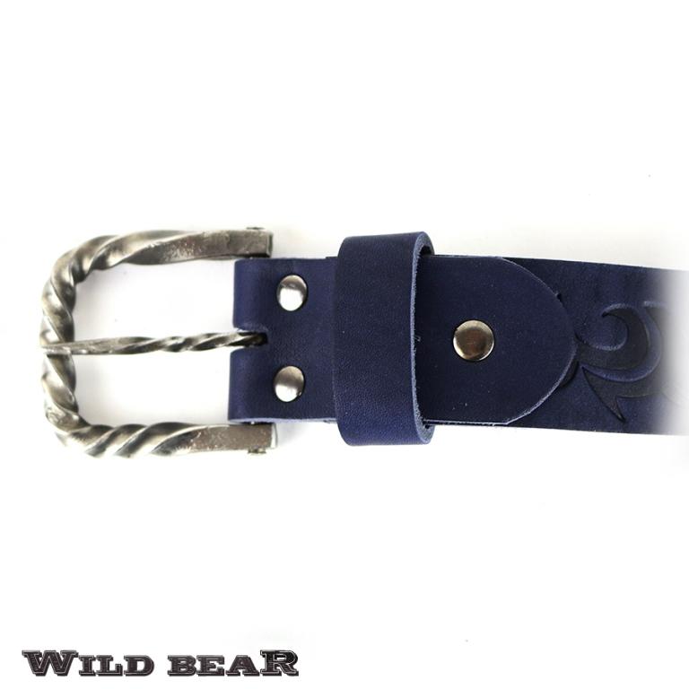 Темно-синий кожаный ремень WILD BEAR