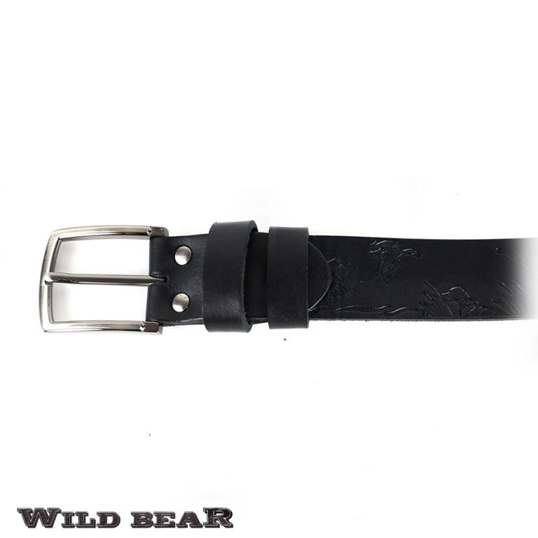 Черный кожаный ремень WILD BEAR Фото 21652-02.jpg