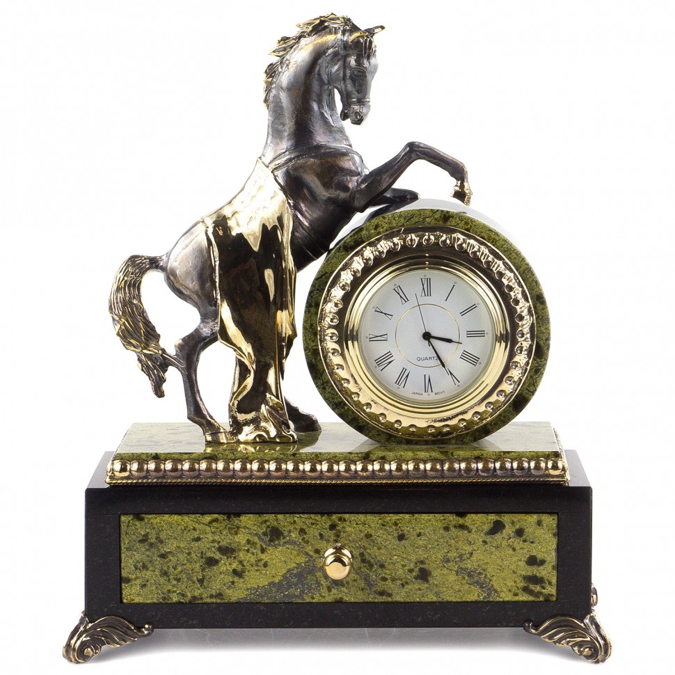 Часы со шкатулкой Конь на дыбах
