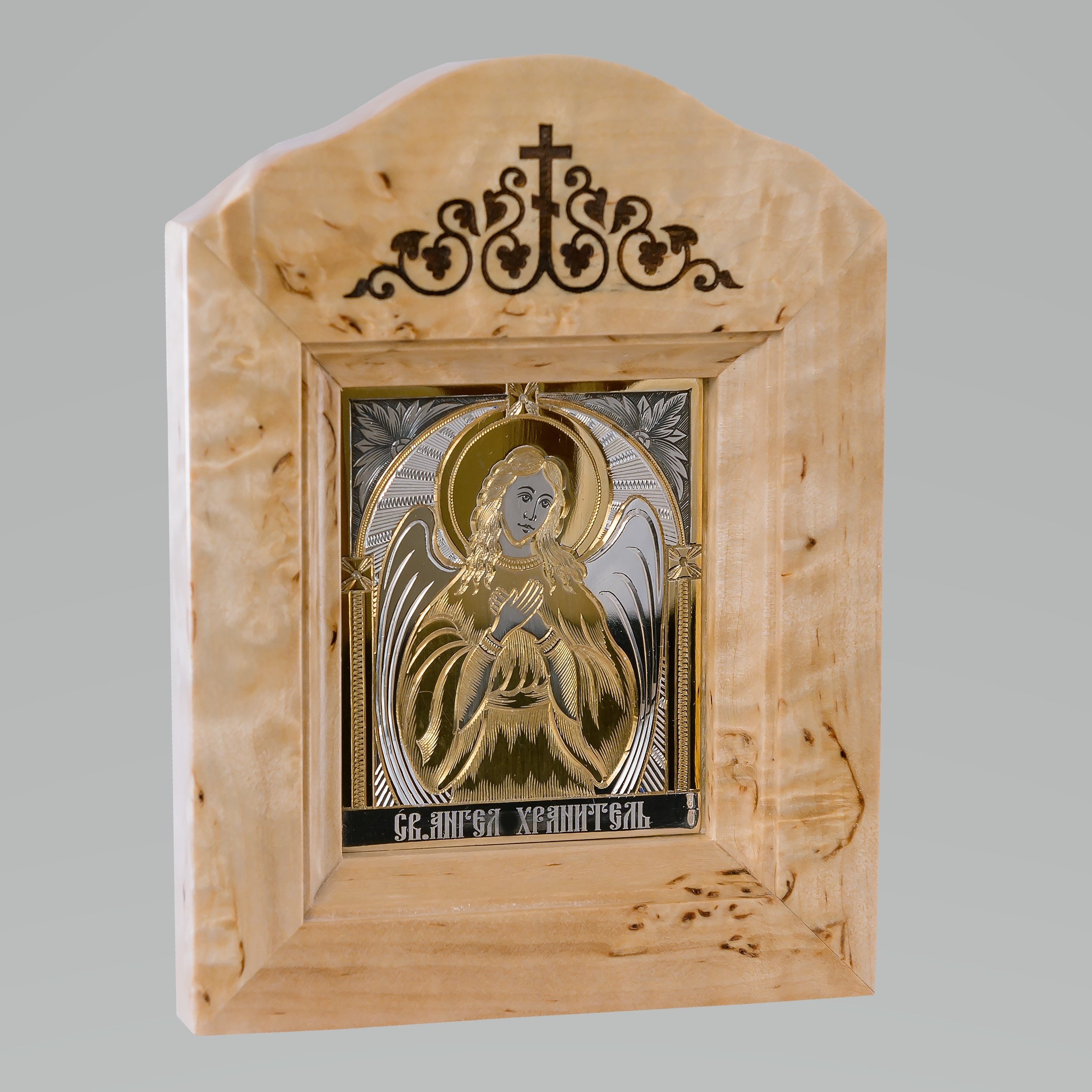 Серебряная икона Ангел Хранитель