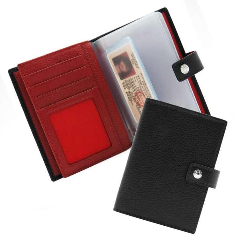 Черно-красная кожаная обложка для автодокументов и паспорта NERI KARRA 0031 05.01/05N
