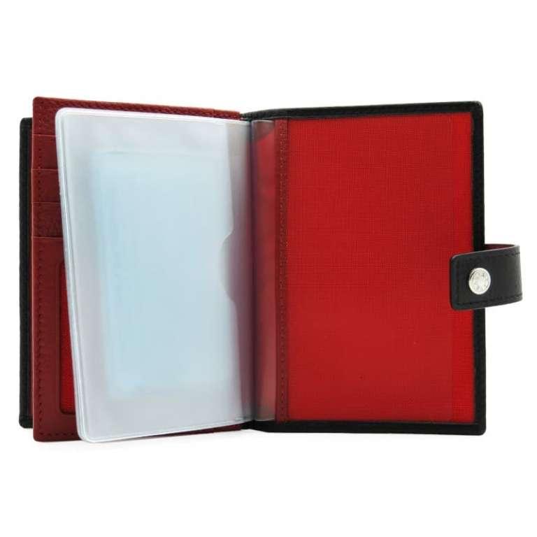 Черно-красная кожаная обложка для автодокументов и паспорта NERI KARRA 0031 05.01/05N
