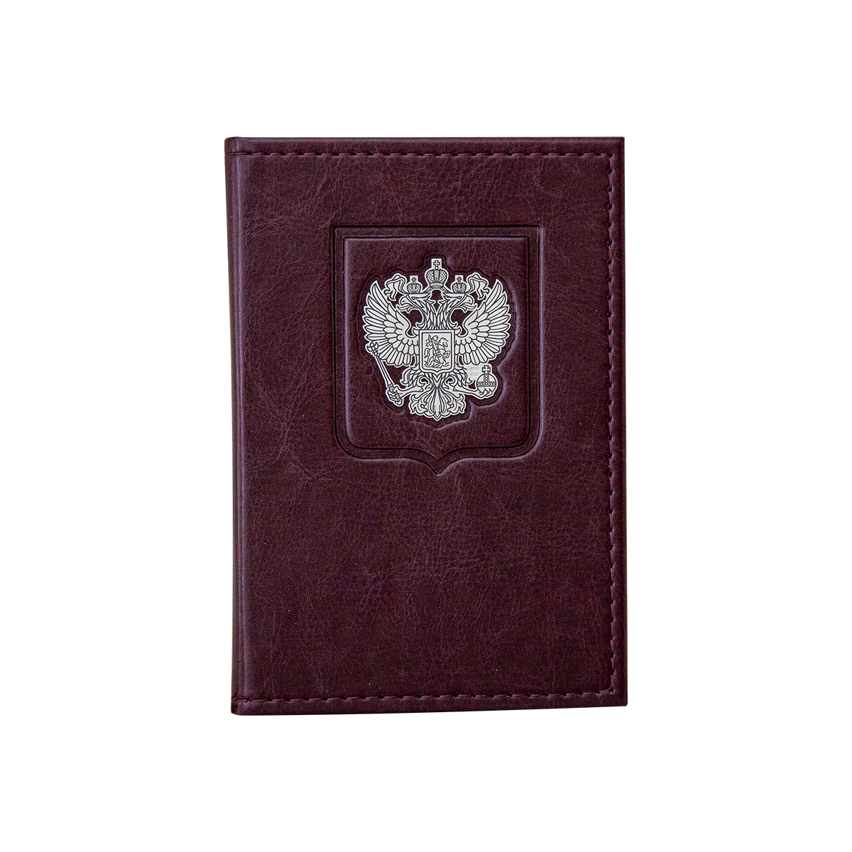 Кожаная обложка для паспорта с накладкой Герб России