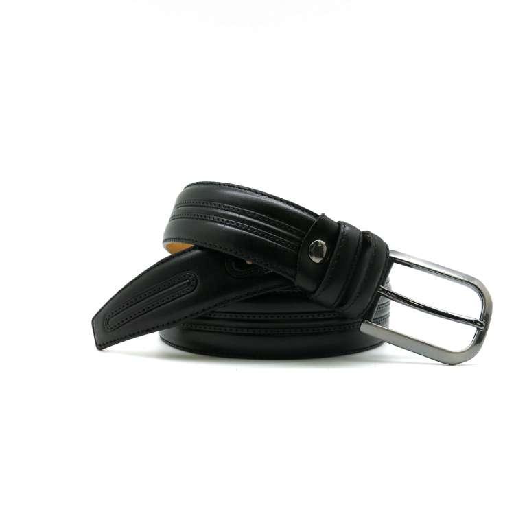 Классический черный кожаный ремень Soltan 2135 01/130