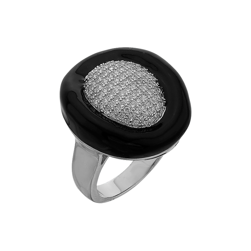Серебряное кольцо HFR 280 (Эмаль, Куб. Циркон)  (снято с производства)