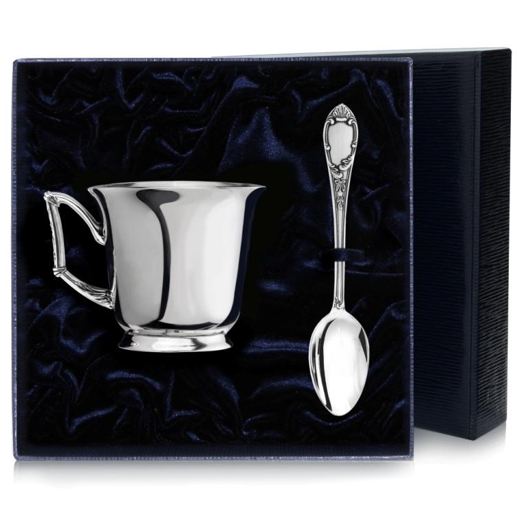 Серебряная чайная чашка Элегия с чернением в наборе