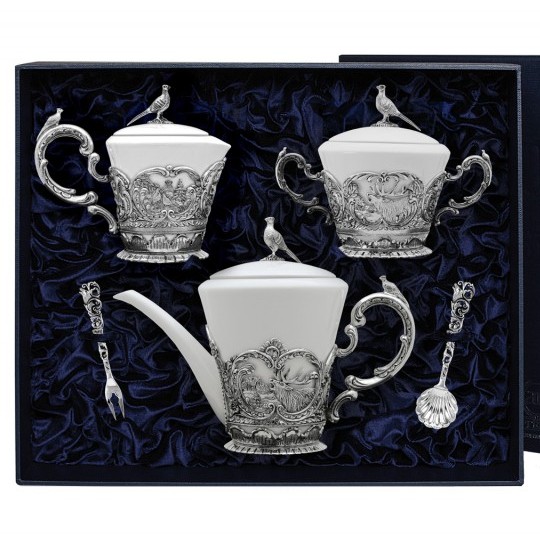 Серебряный набор для чая Королевская охота