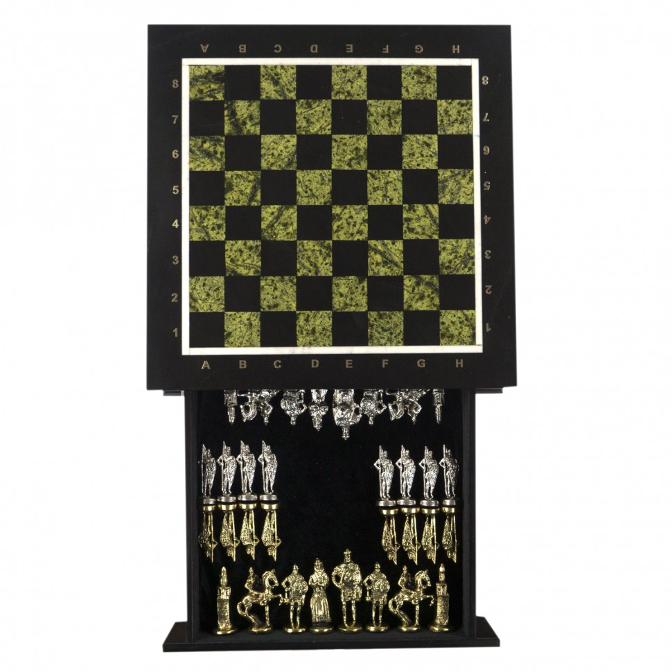Подарочный шахматный ларец "Русь" с металлическими фигурами Фото 23908-03.jpg