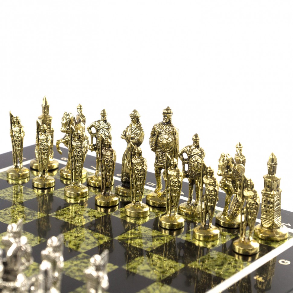 Подарочный шахматный ларец "Русь" с металлическими фигурами Фото 23908-06.jpg