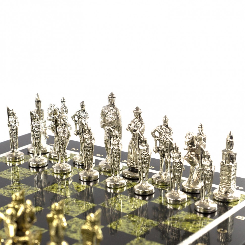 Подарочный шахматный ларец "Русь" с металлическими фигурами Фото 23908-07.jpg