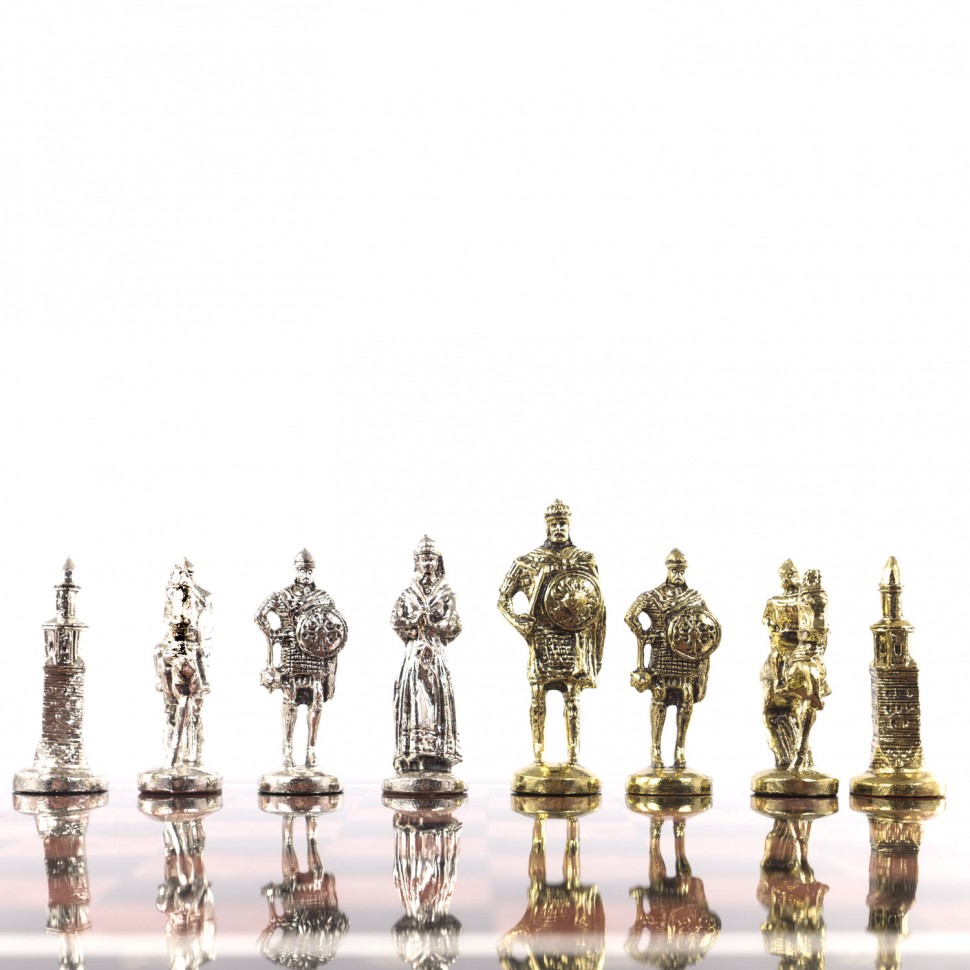 Шахматный ларец из камня с металлическими фигурами "Русь" Фото 23909-03.jpg