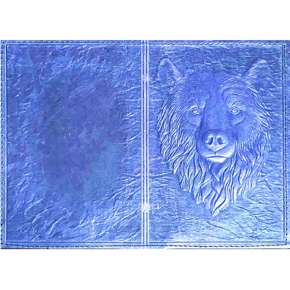 Кожаная обложка для паспорта Медведь кожа (3D)Фото 24422-02.jpg