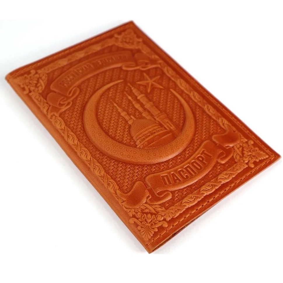 Кожаная обложка для паспорта Полумесяц и Мечеть кожа (3D)Фото 24430-02.jpg