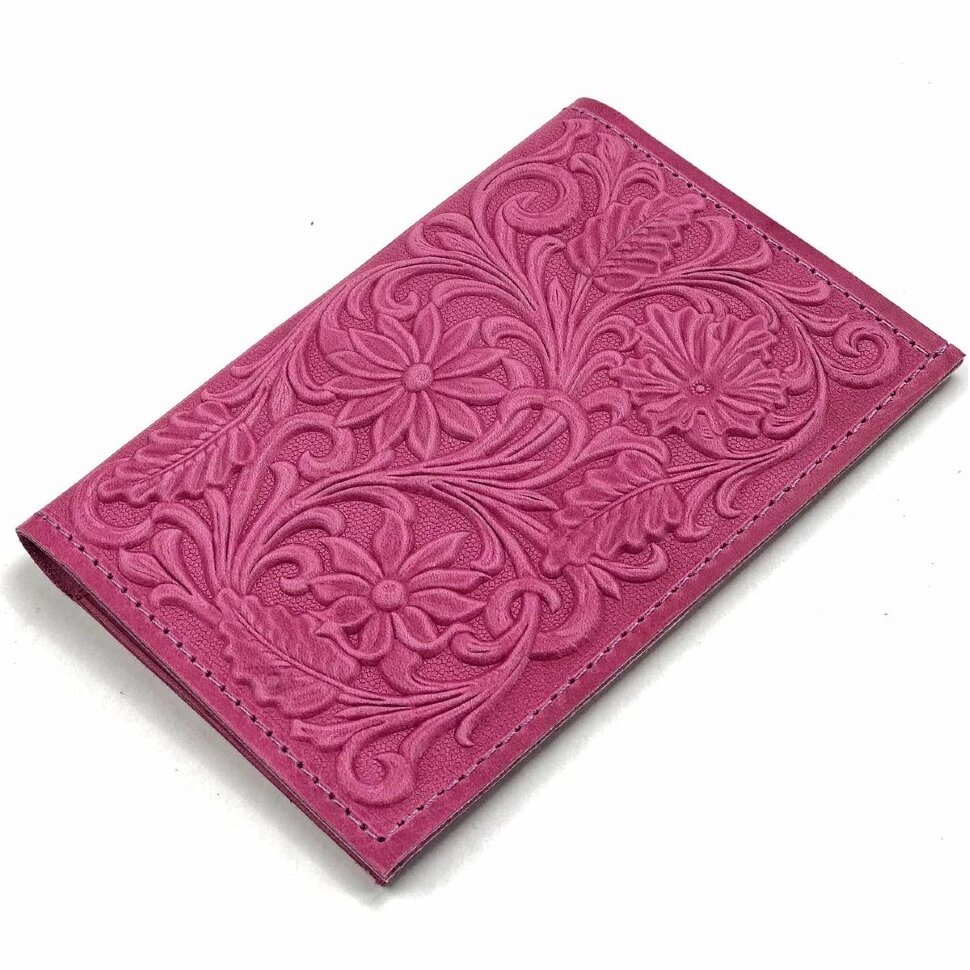 Кожаная обложка для паспорта Цветы Ромашки кожа (3D)Фото 24444-01.jpg