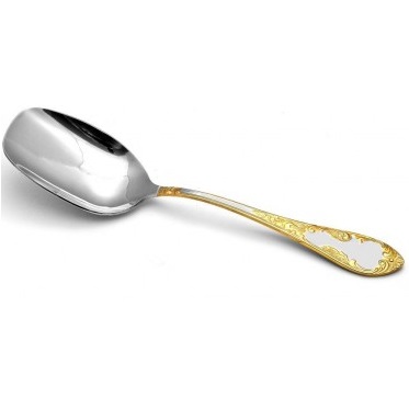 Серебряная ложка для салата Посольский с золочением