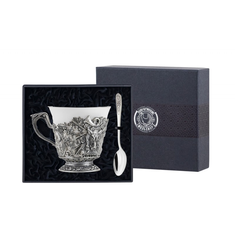 Посеребренный чайный набор Кабан с чернениемФото 24872-01.jpg
