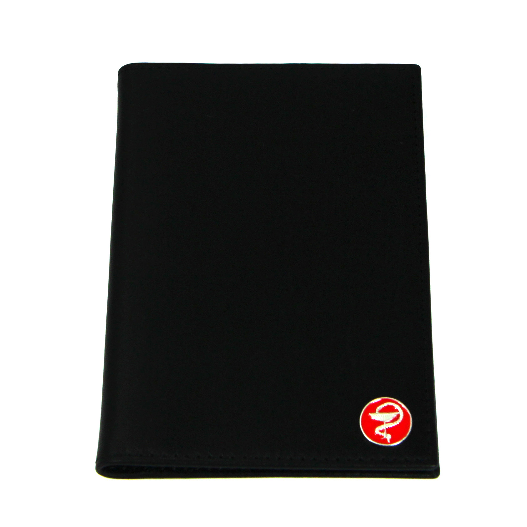 Черная кожаная обложка для автодокументов для врачей SOLTAN 039 21 01 со вставкой из серебра