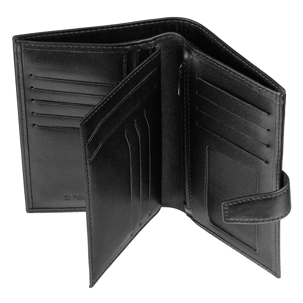Черное кожаное портмоне с отделением для паспорта и автодокументов для врачей SOLTAN 256 21 01