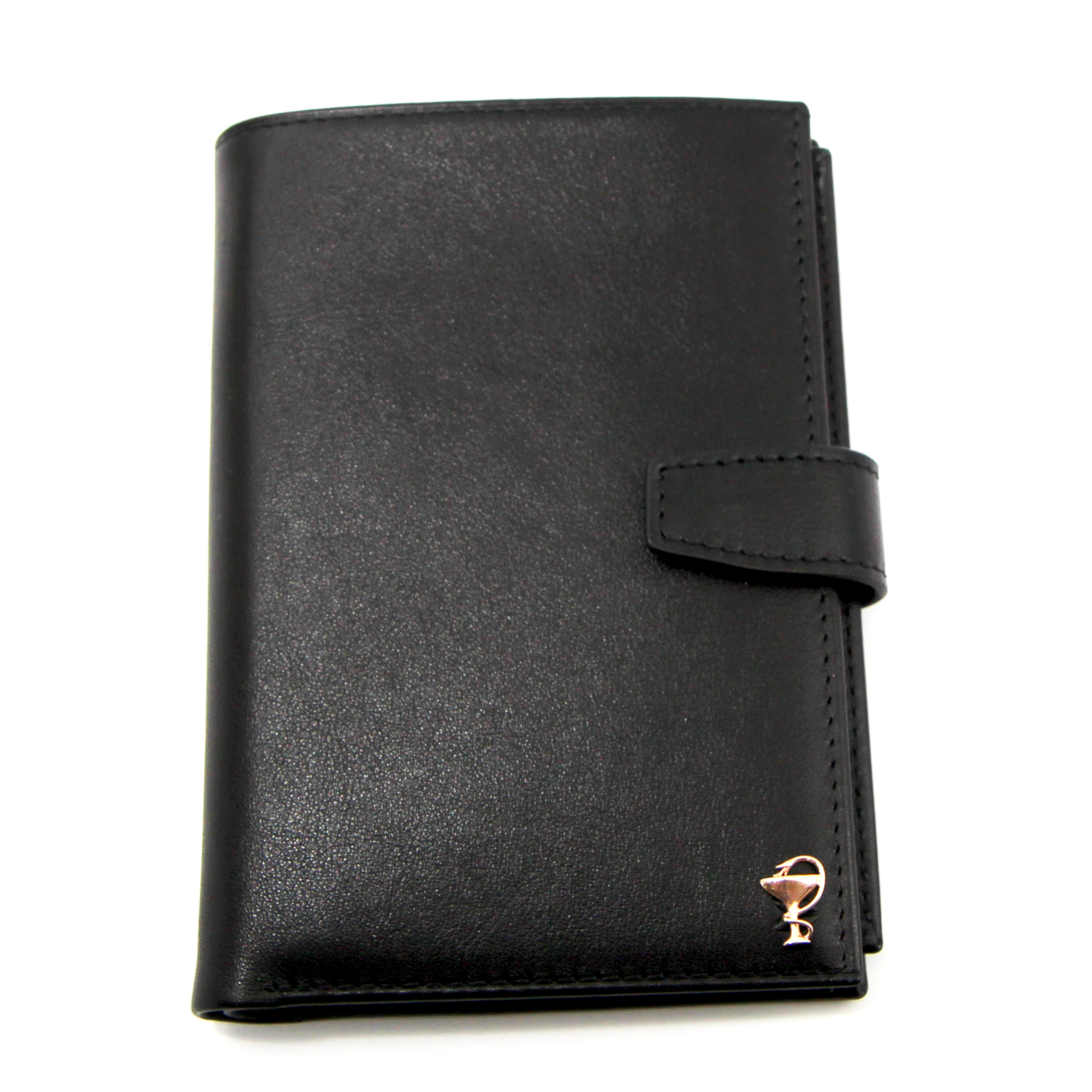 Черное кожаное портмоне с отделением для паспорта и автодокументов для врачей SOLTAN 256 21 01
