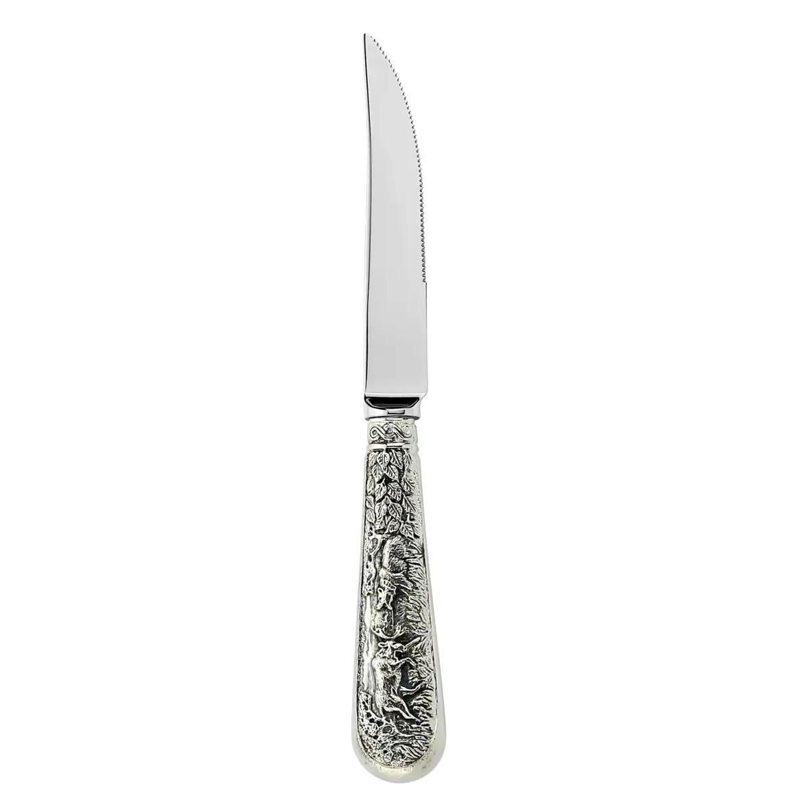 Посеребренный нож для стейка Лось с чернением
