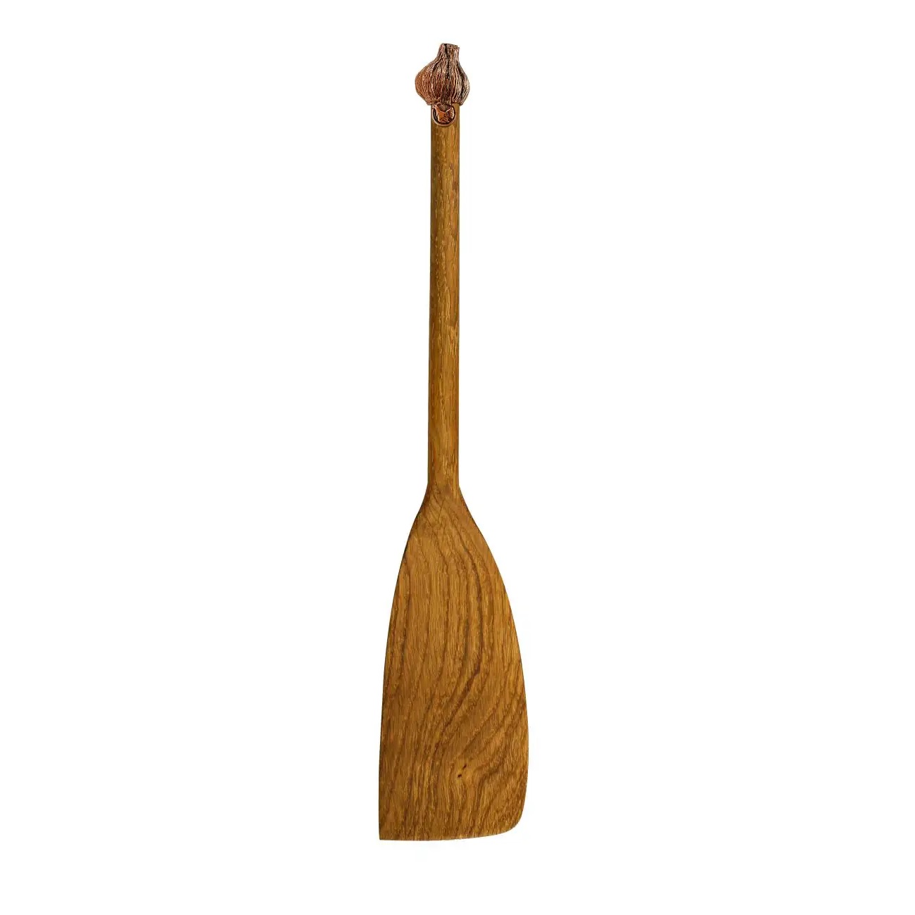 Широкая деревянная лопатка Чеснок с медной накладкой 