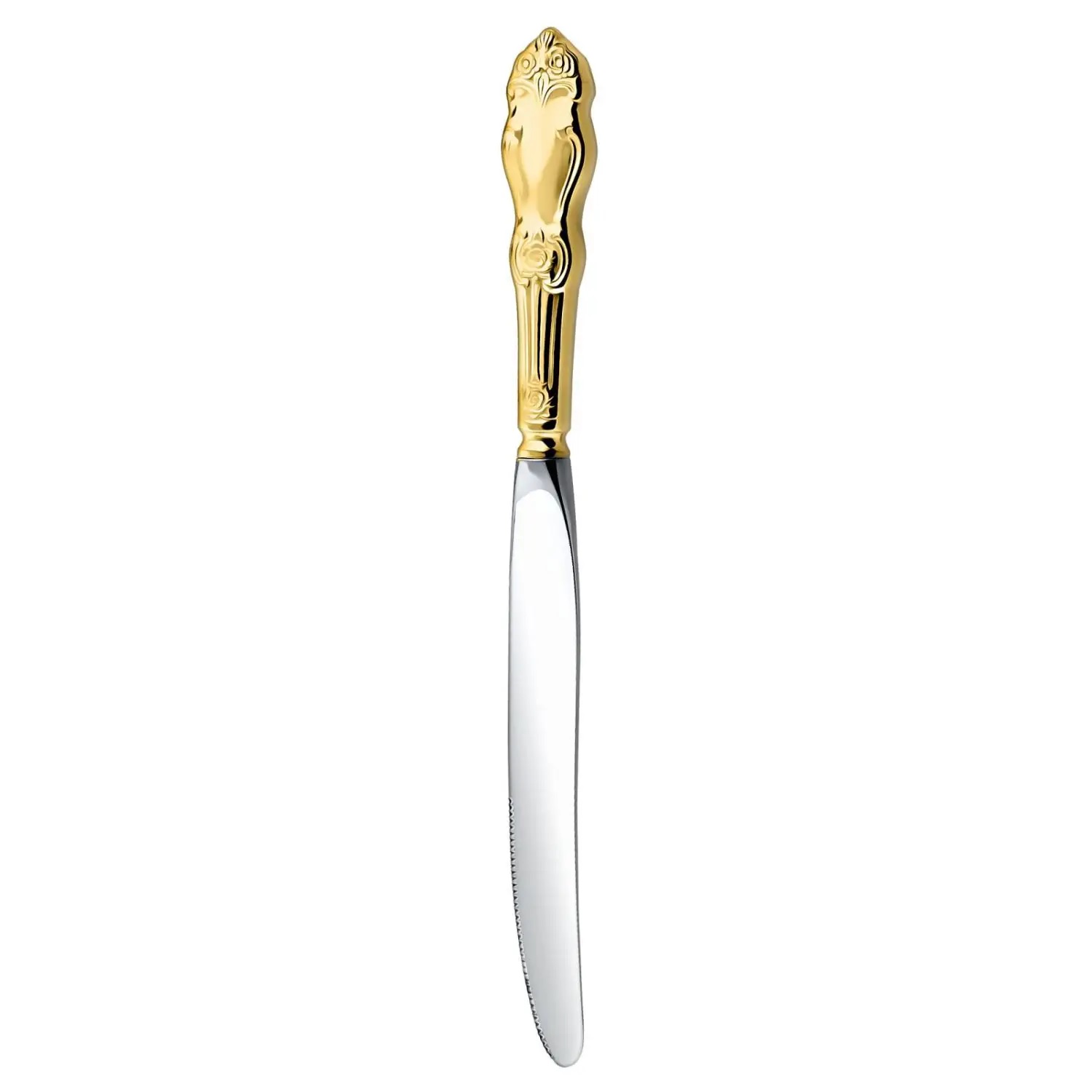 Посеребренный столовый нож Серебряная роза с позолотойФото 25752-01.jpg