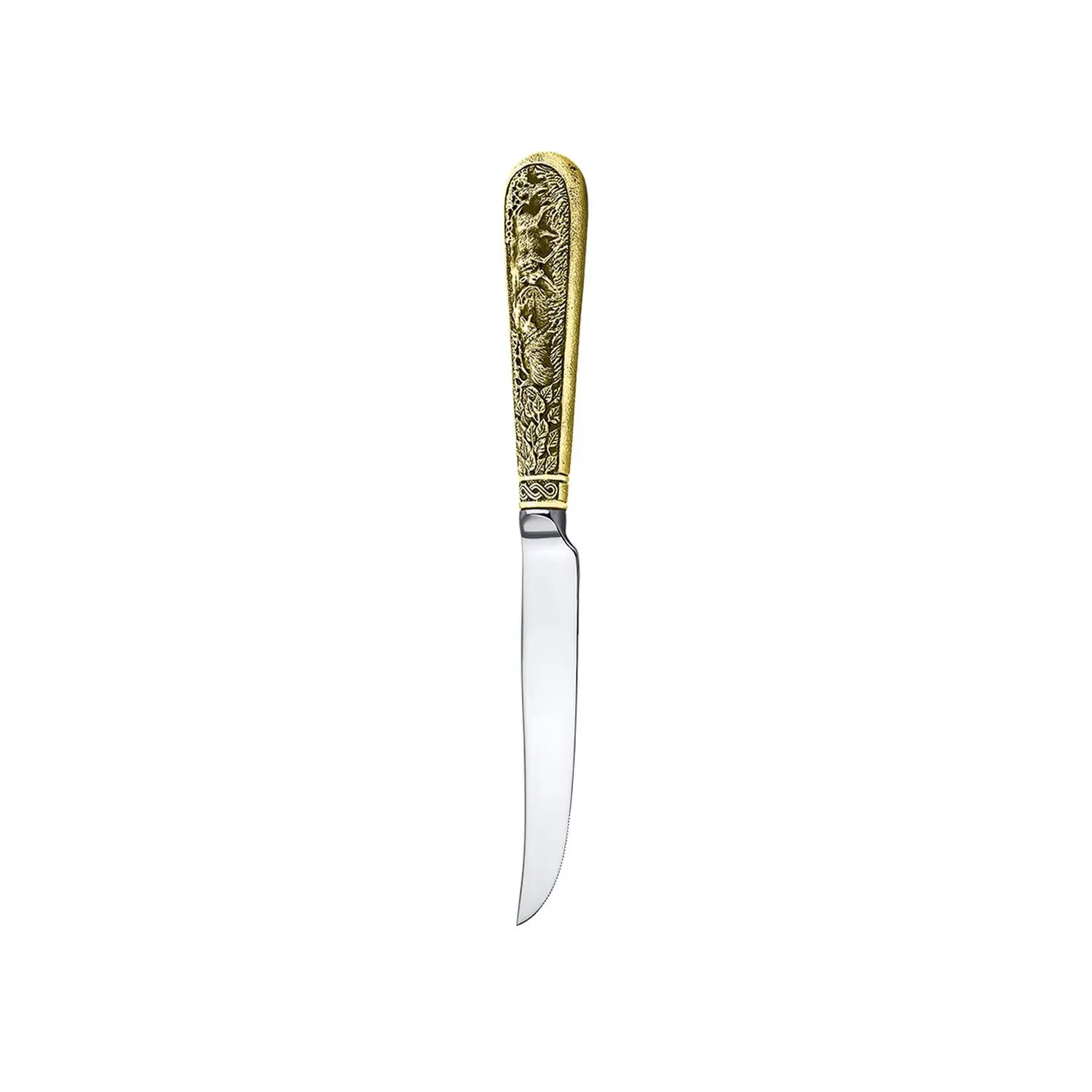 Латунный нож для стейка Лось с чернением