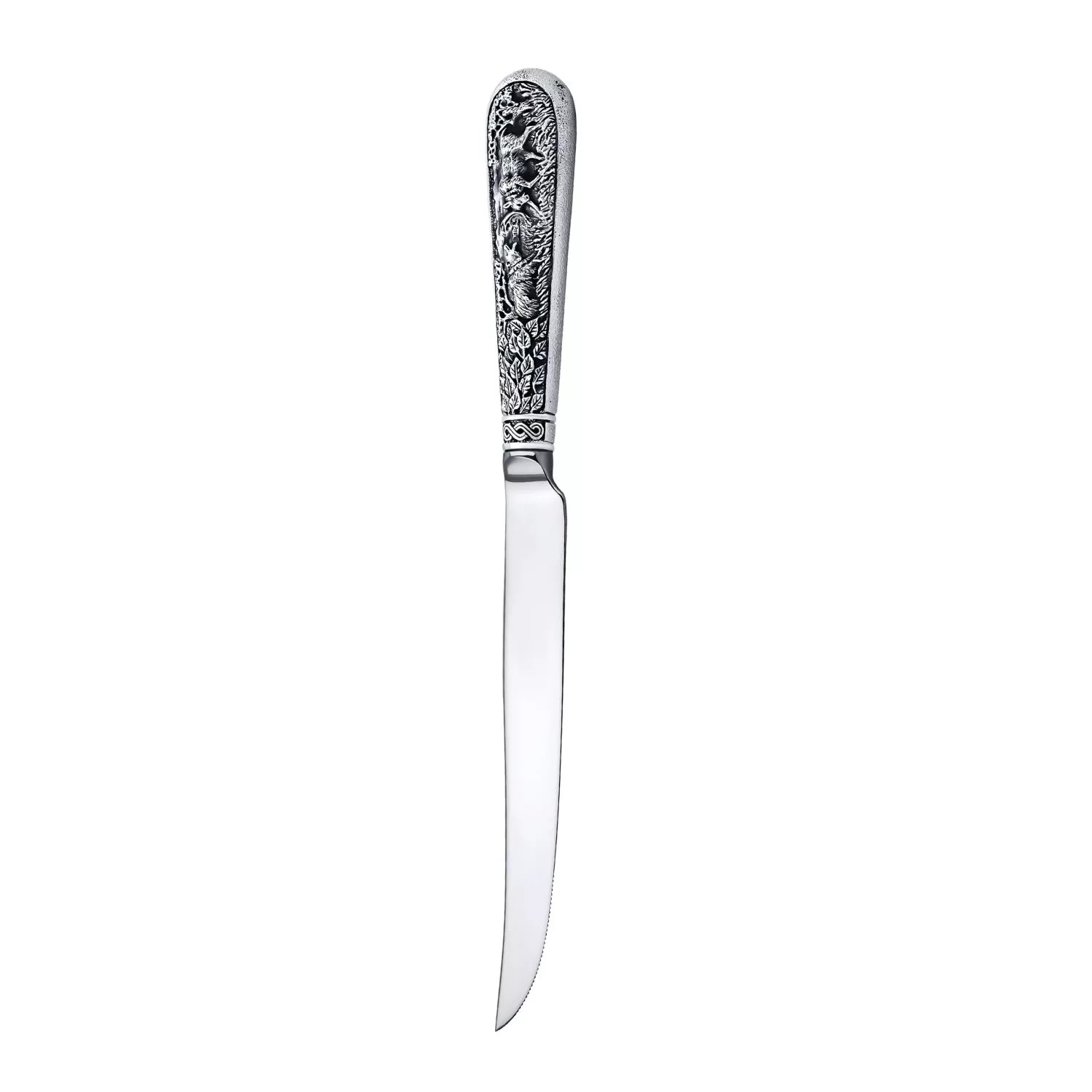 Посеребренный нож для стейка Лось с чернением