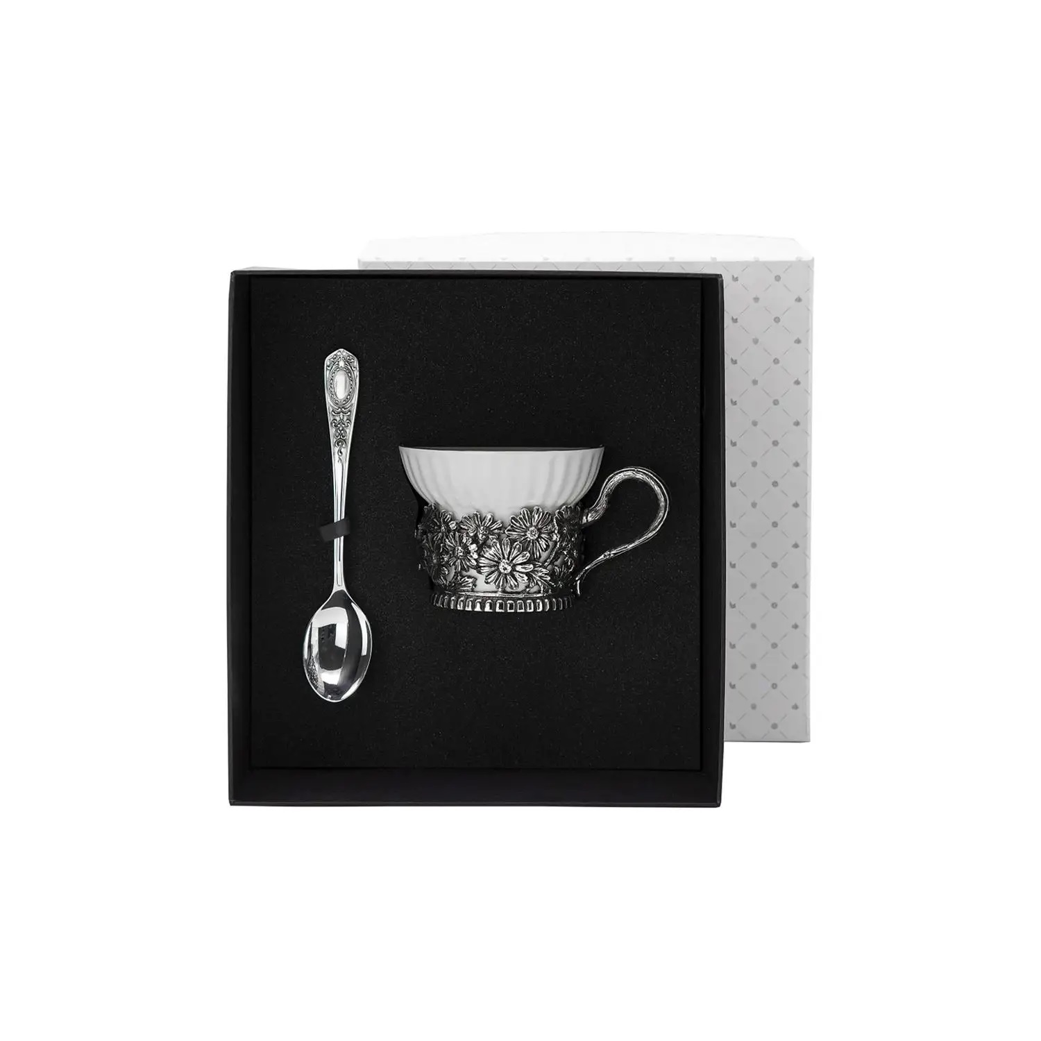 Посеребренный чайный набор Ромашки с чернениемФото 25902-01.jpg